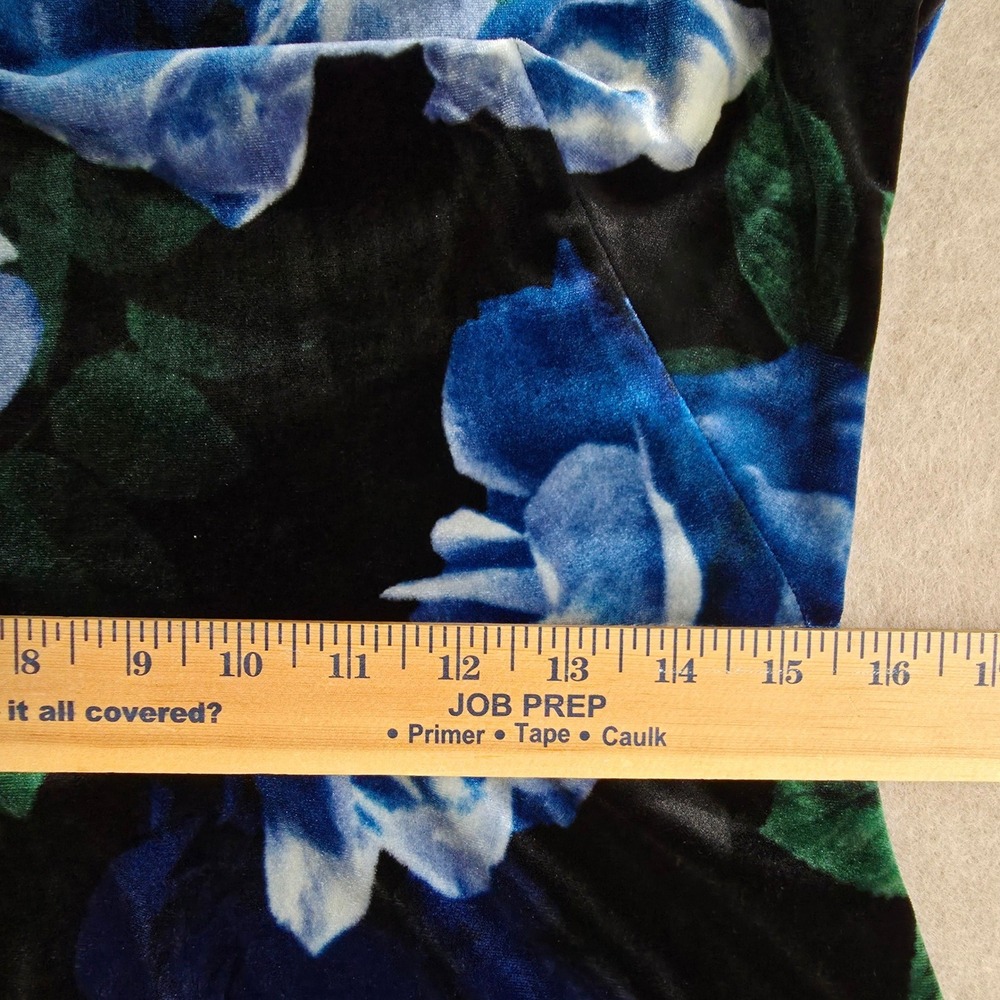Calvin Klein Dark Floral Velvet Midi Dress Sz 10 Blue Rose Office‎ Evening - Picture 13 of 15